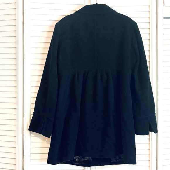 Express Black Wool Blend Pea Dress Coat Jacket Double Breasted Size Large L - Picture 2 of 4